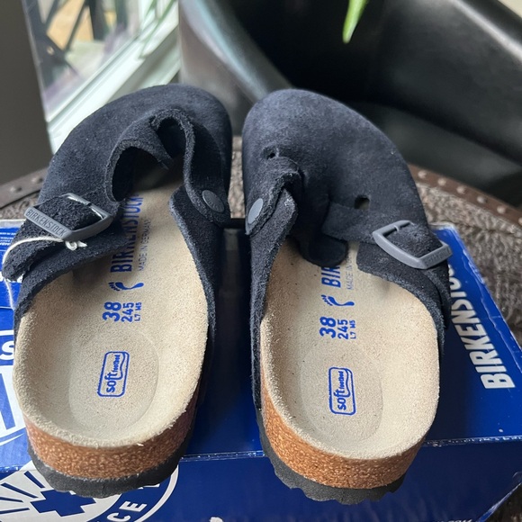 💙BIRKENSTOCK BOSTON SOFT FOOTBED CLOGS SHOES SUEDE MIDNIGHT 38 EU 7 US - Picture 7 of 8